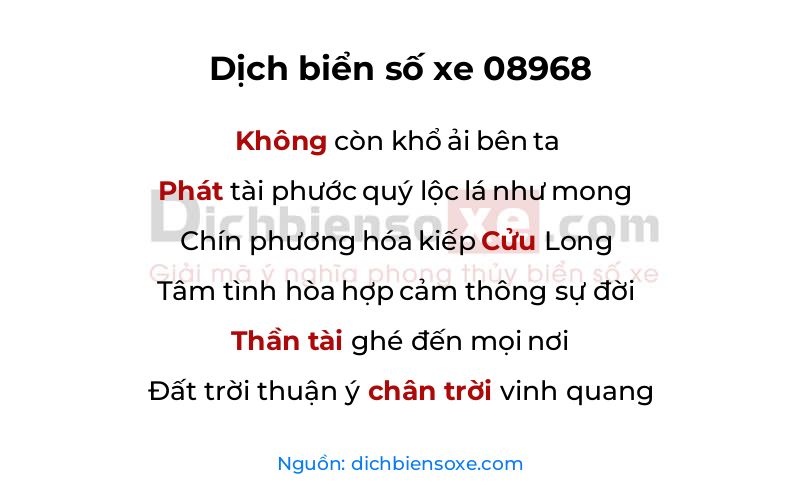 Dịch thơ biển số 08968
