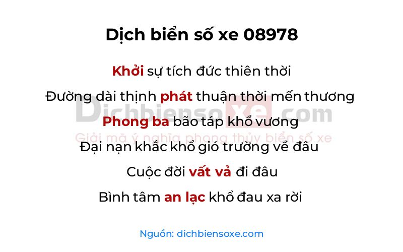 Dịch thơ biển số 08978