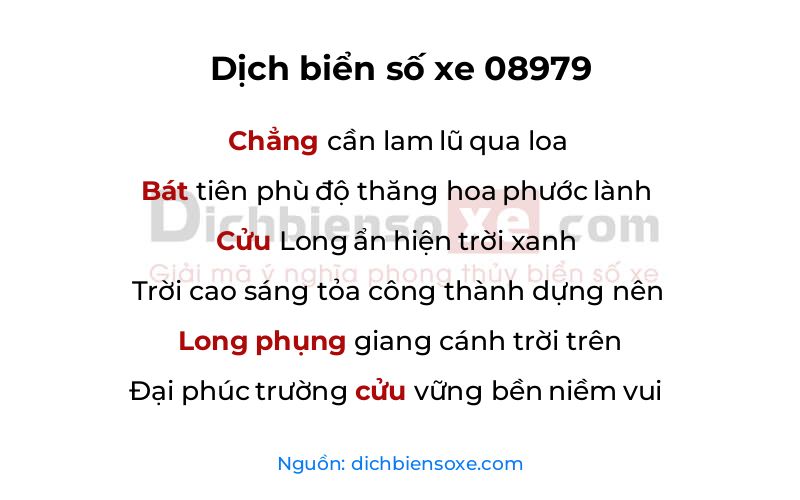 Dịch thơ biển số 08979