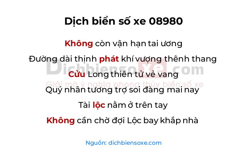 Dịch thơ biển số 08980