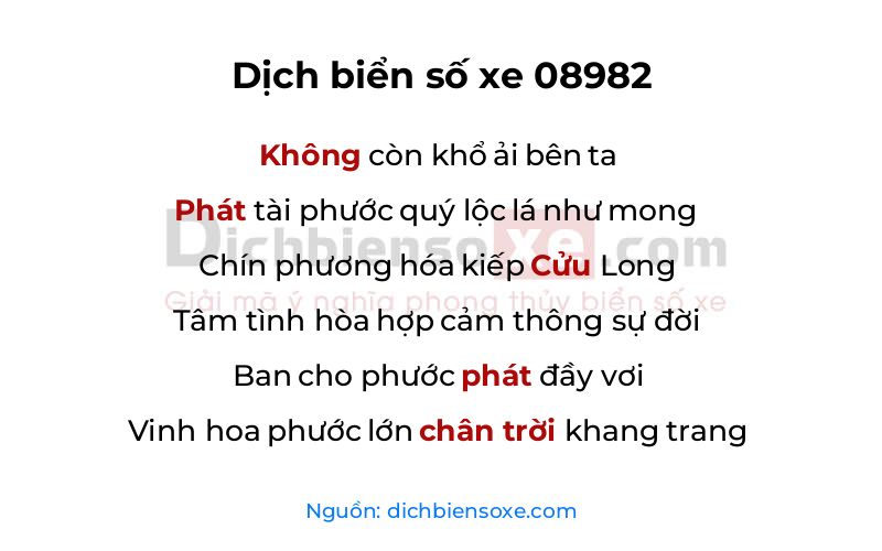 Dịch thơ biển số 08982