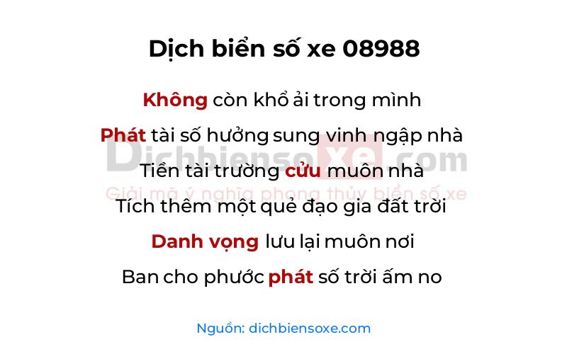 Dịch thơ biển số 08988