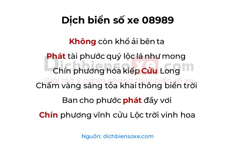 Dịch thơ biển số 08989