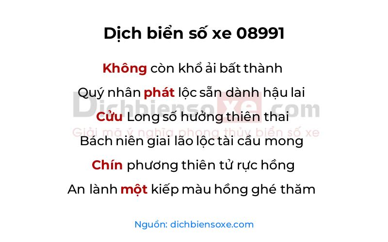 Dịch thơ biển số 08991