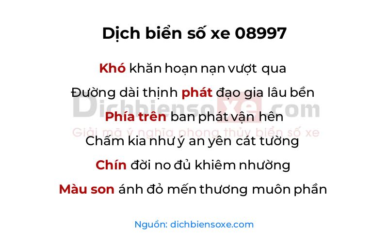 Dịch thơ biển số 08997