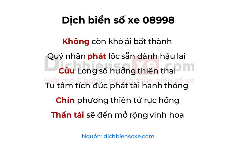 Dịch thơ biển số 08998