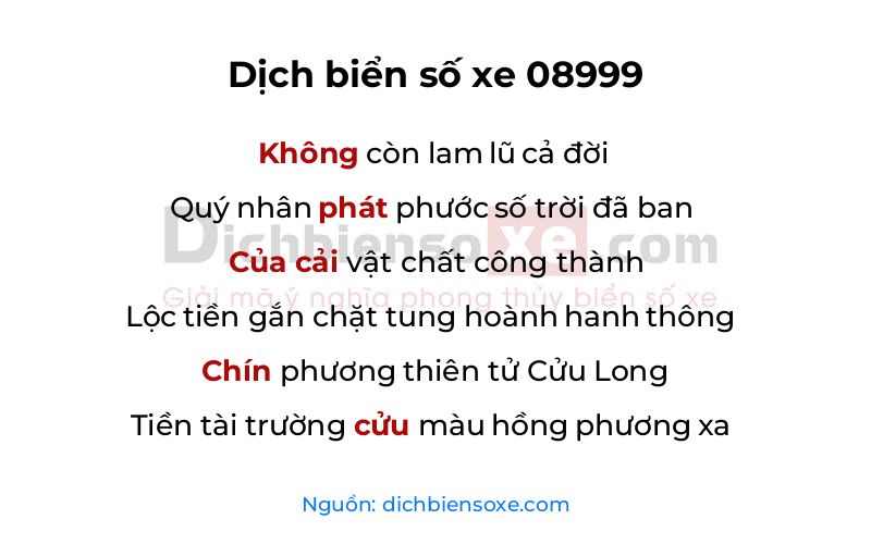 Dịch thơ biển số 08999