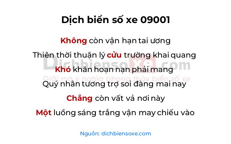 Dịch thơ biển số 09001
