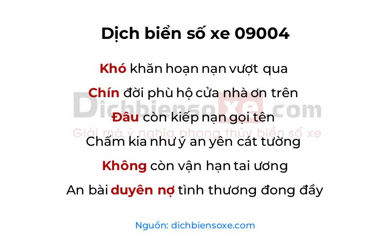 Dịch thơ biển số 09004