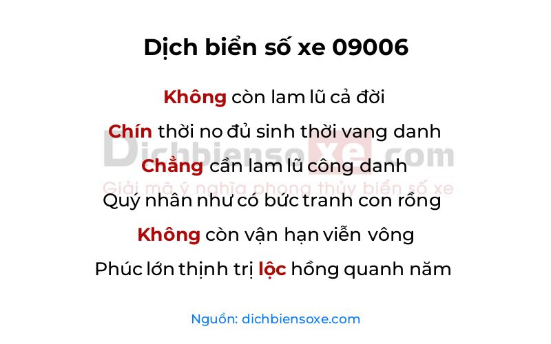 Dịch thơ biển số 09006