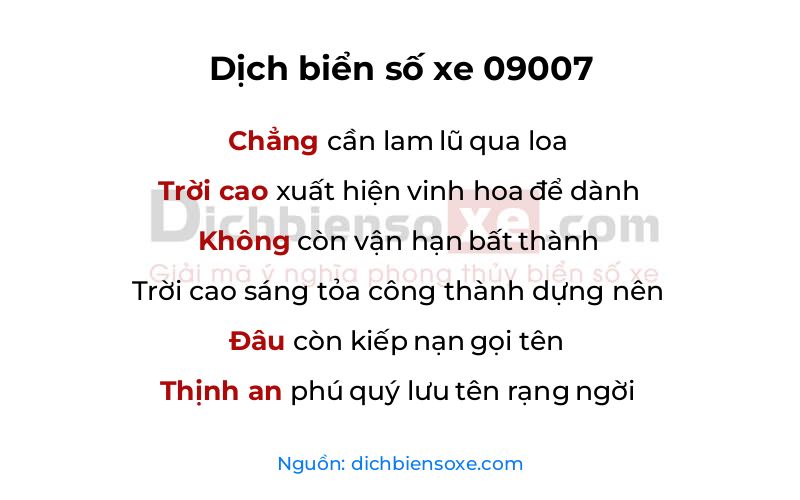 Dịch thơ biển số 09007