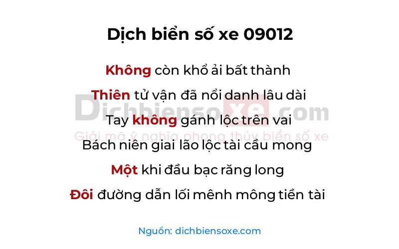 Dịch thơ biển số 09012