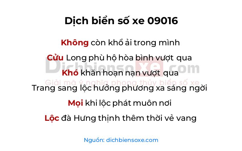 Dịch thơ biển số 09016
