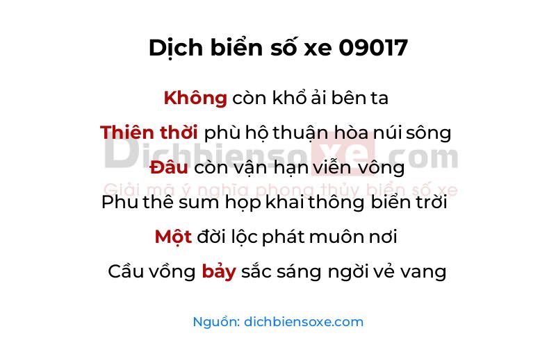 Dịch thơ biển số 09017