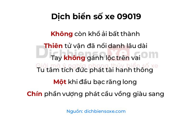 Dịch thơ biển số 09019