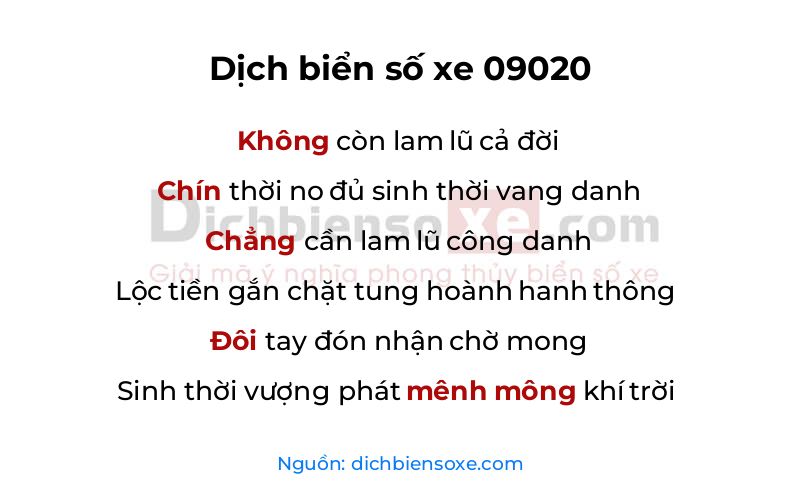 Dịch thơ biển số 09020