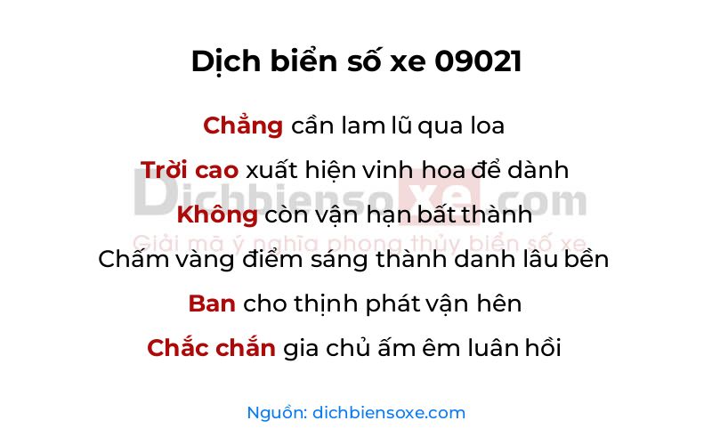 Dịch thơ biển số 09021