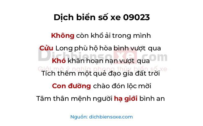 Dịch thơ biển số 09023