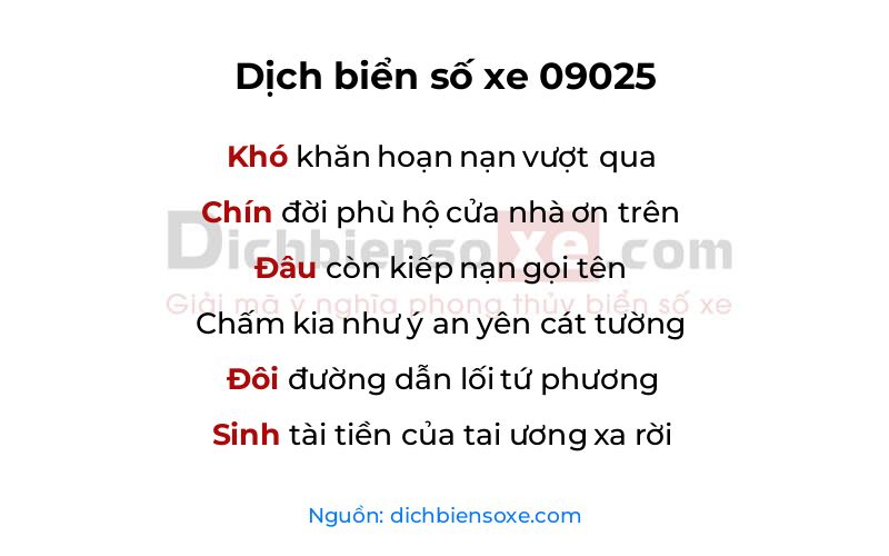 Dịch thơ biển số 09025