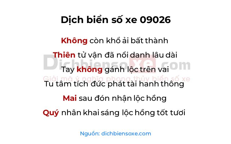 Dịch thơ biển số 09026