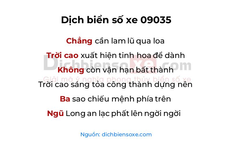 Dịch thơ biển số 09035