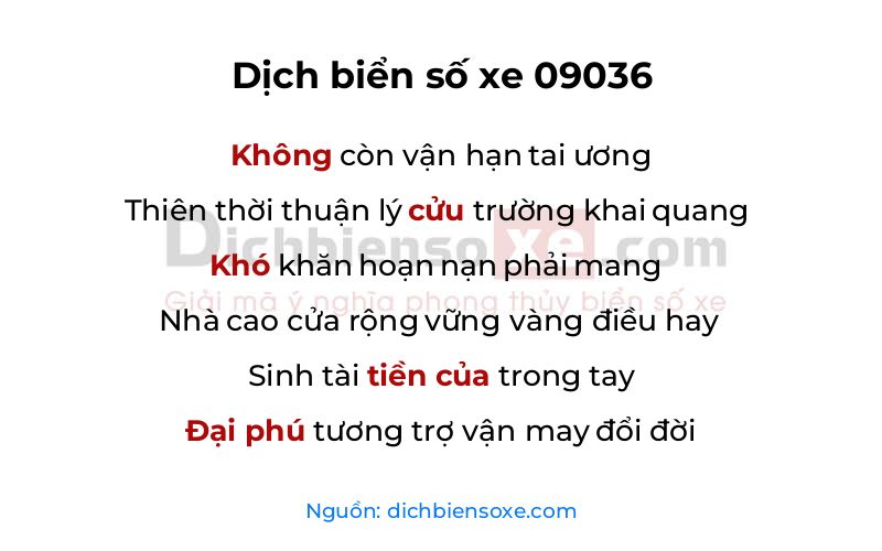 Dịch thơ biển số 09036