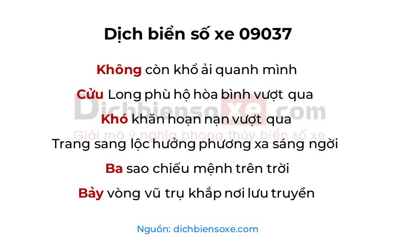 Dịch thơ biển số 09037