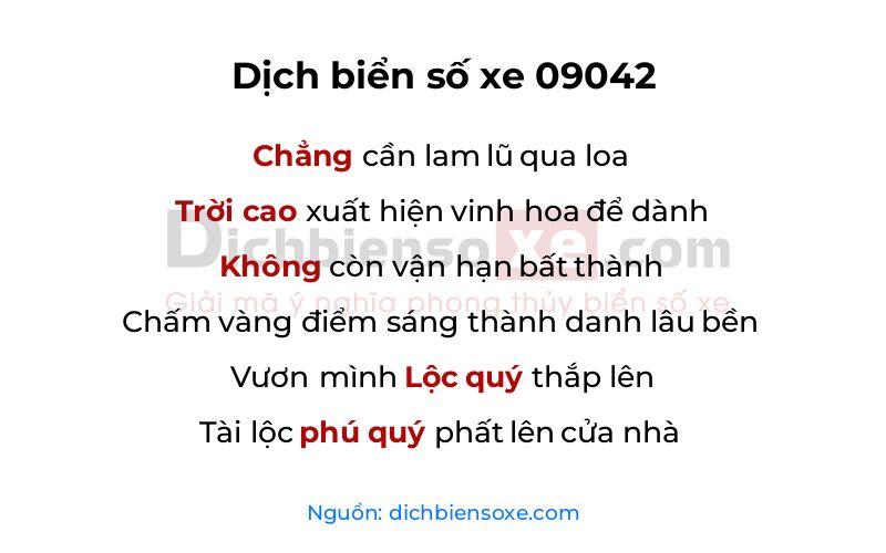 Dịch thơ biển số 09042
