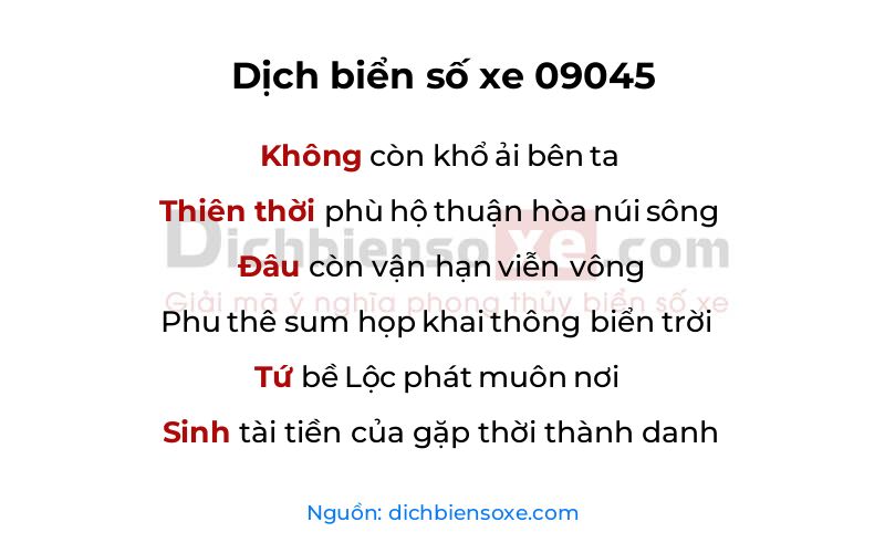 Dịch thơ biển số 09045