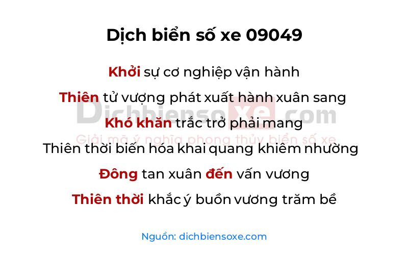 Dịch thơ biển số 09049