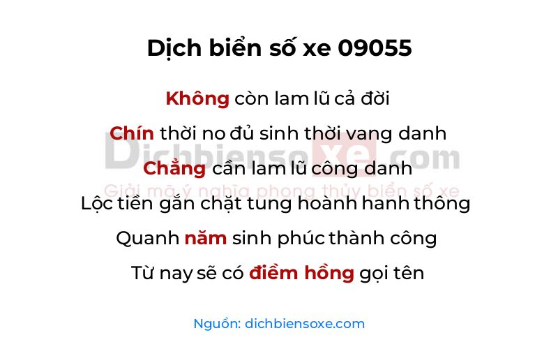 Dịch thơ biển số 09055
