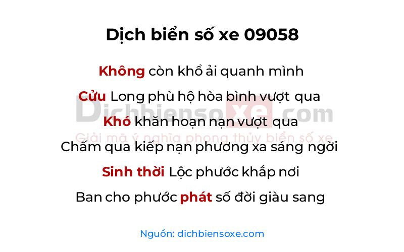 Dịch thơ biển số 09058