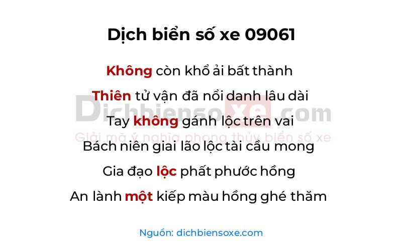 Dịch thơ biển số 09061