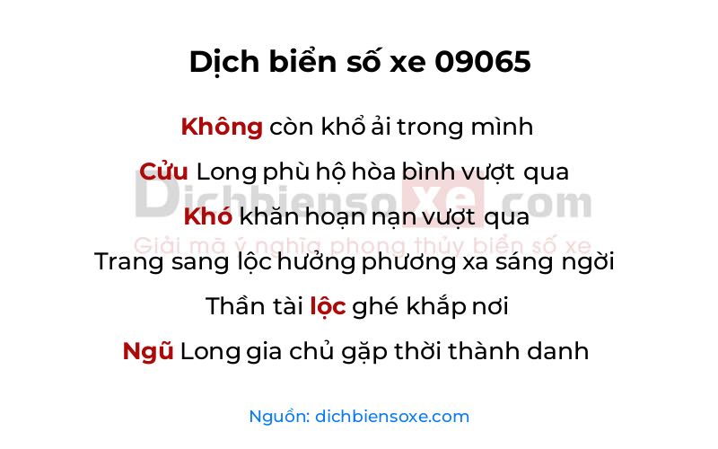 Dịch thơ biển số 09065