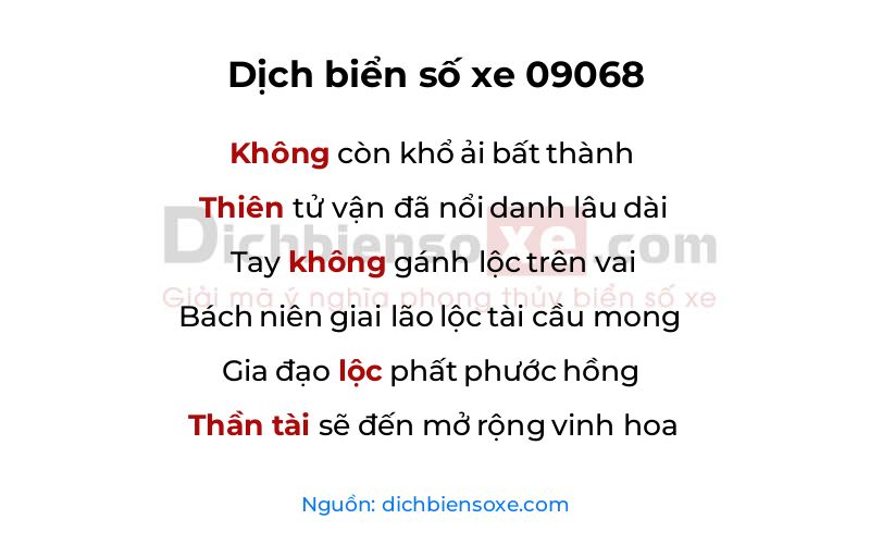 Dịch thơ biển số 09068