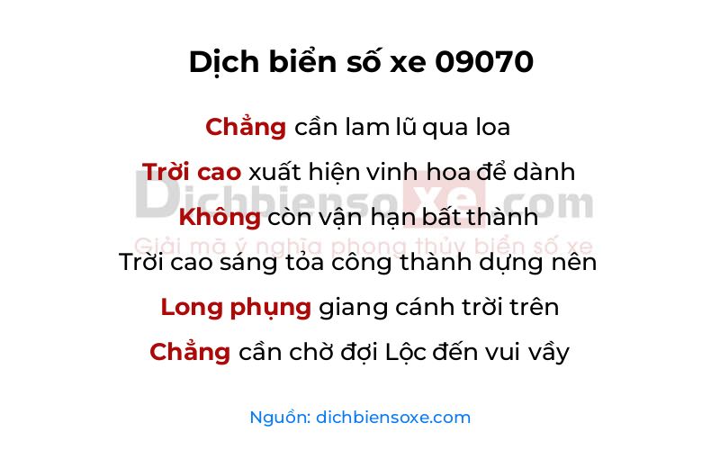 Dịch thơ biển số 09070