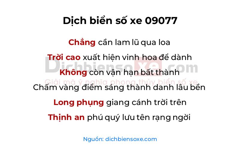 Dịch thơ biển số 09077