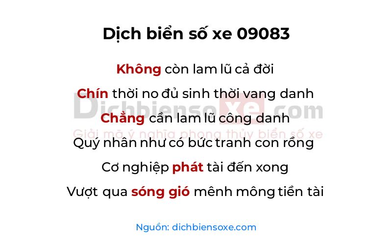 Dịch thơ biển số 09083