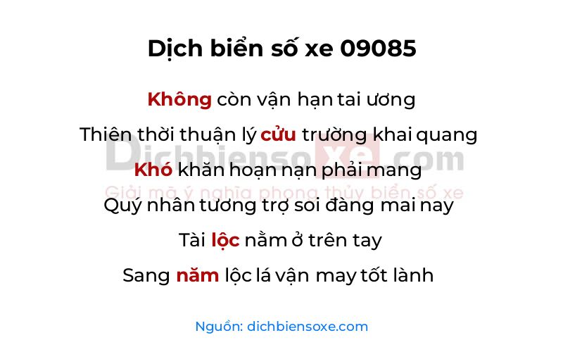 Dịch thơ biển số 09085