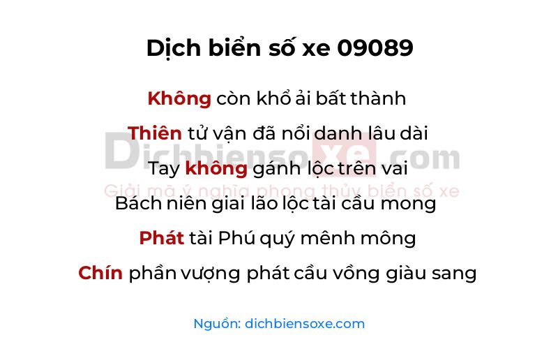 Dịch thơ biển số 09089