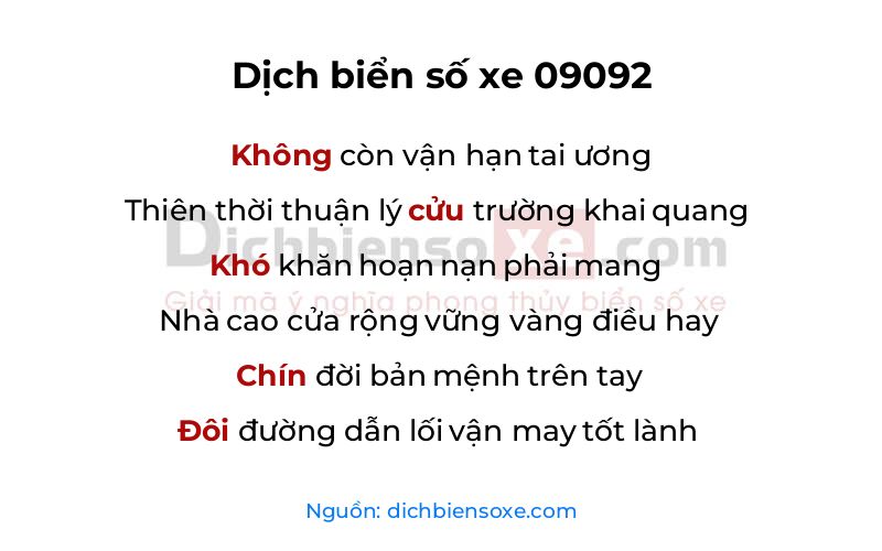 Dịch thơ biển số 09092