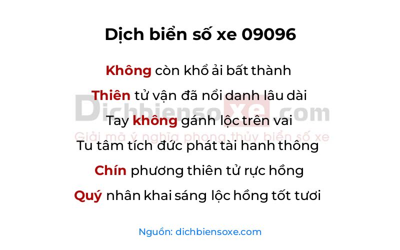 Dịch thơ biển số 09096