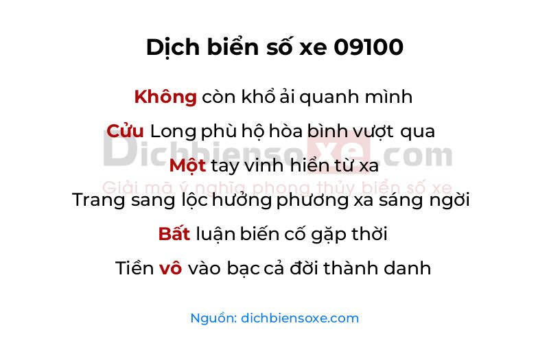 Dịch thơ biển số 09100