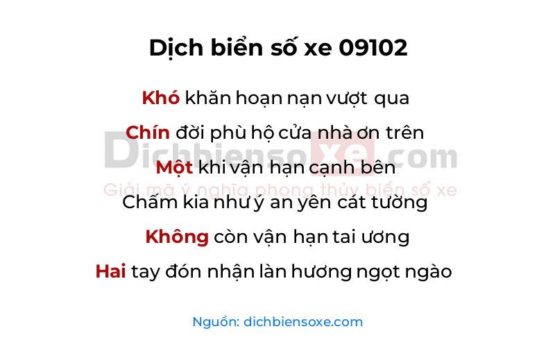 Dịch thơ biển số 09102
