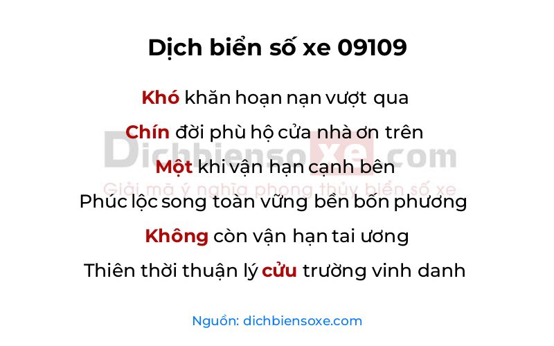 Dịch thơ biển số 09109