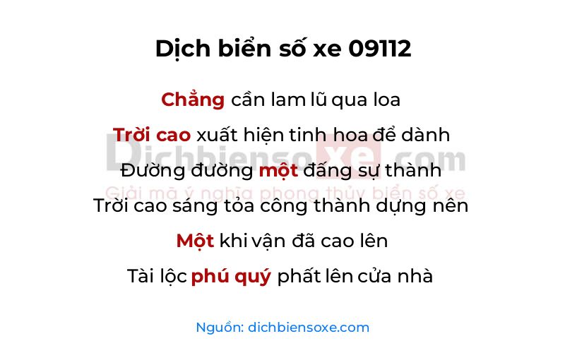 Dịch thơ biển số 09112