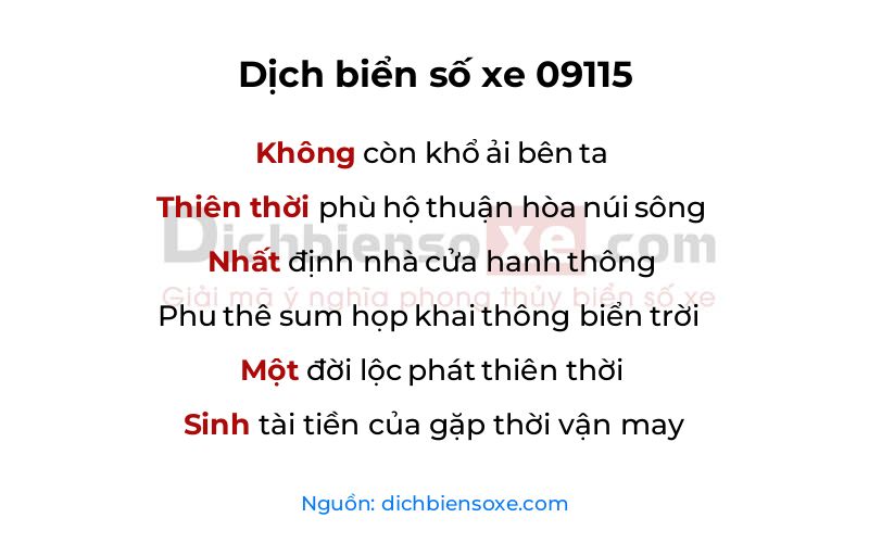 Dịch thơ biển số 09115