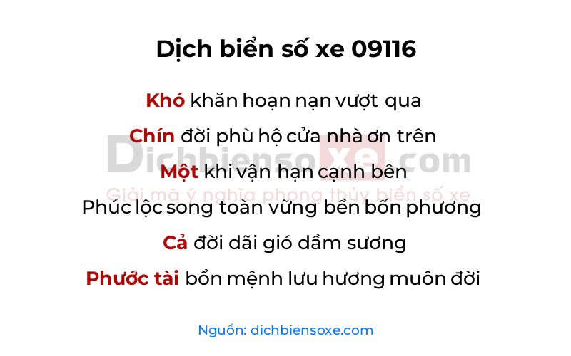 Dịch thơ biển số 09116