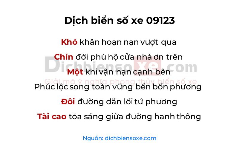 Dịch thơ biển số 09123