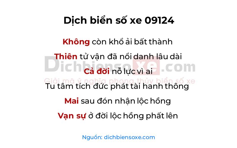 Dịch thơ biển số 09124